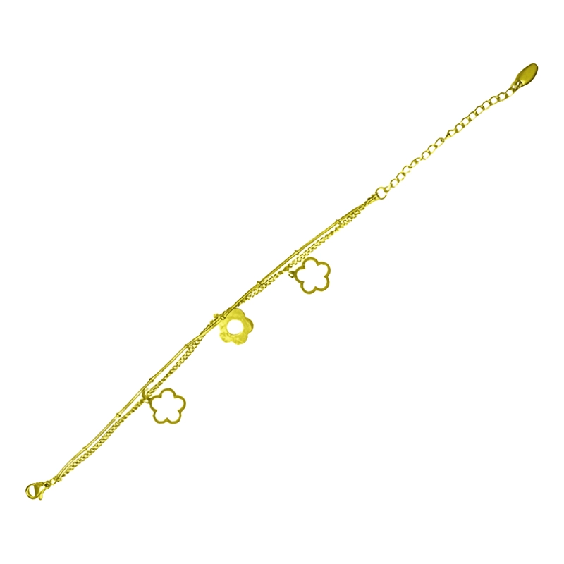 BRAZALETE | TOBILLERA DE ACERO INOXIDABLE - FLOR - 2