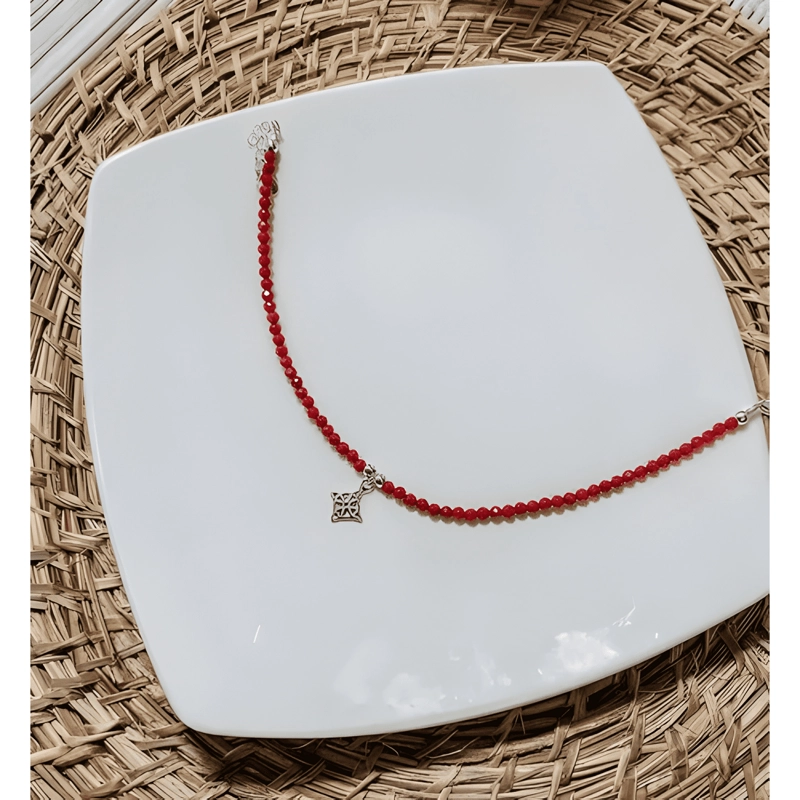 PULSERA NUDO DE BRUJAS PROTECCION PLATA CON CRISTALES #3 - 4