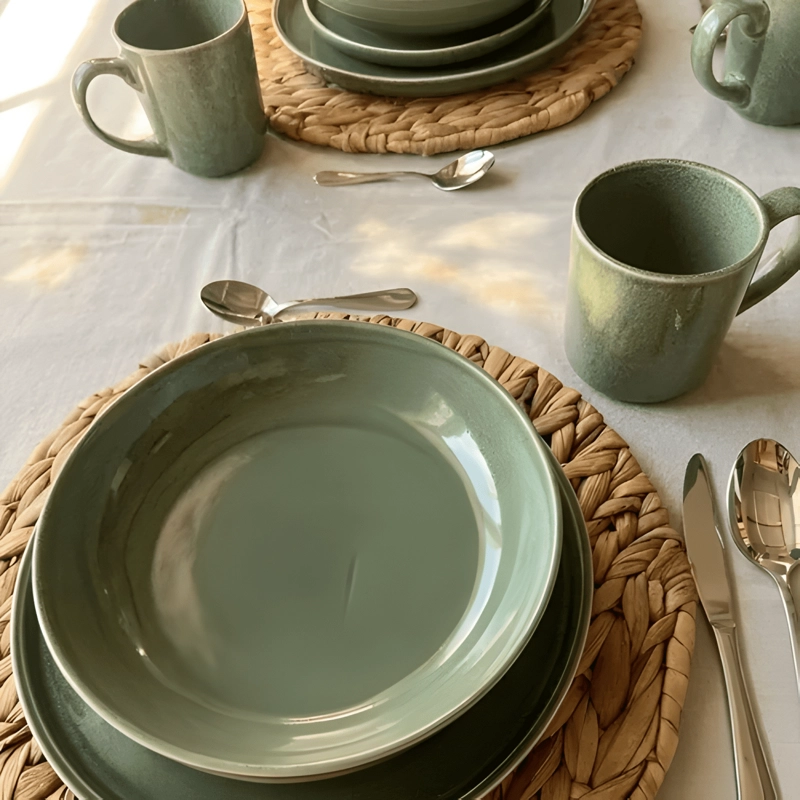 SET VAJILLA 24 PIEZAS CERAMICA LINEA RUSTICA CON MUG #25 - 2