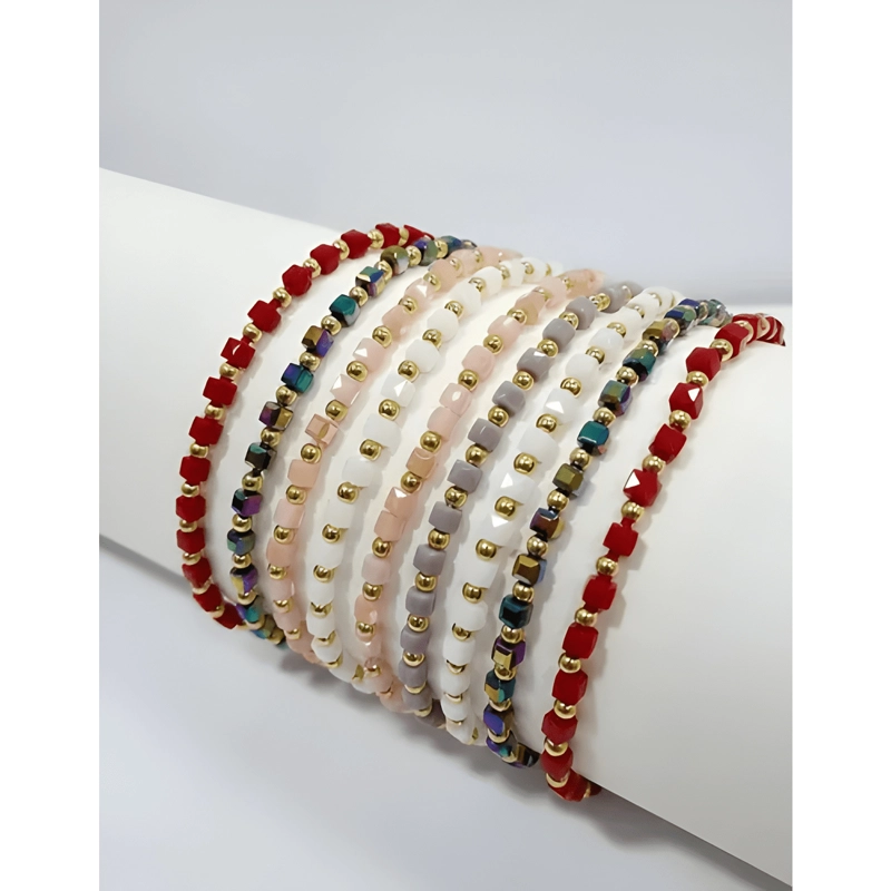 PACK 12 PULSERAS AJUSTABLES CUBOS CRISTAL MODA MAYORISTA #2 - 1