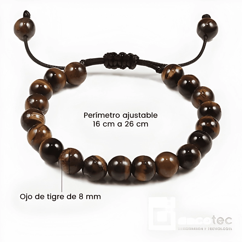 PULSERA OJO DE TIGRE AJUSTABLE PIEDRA NATURAL UNISEX 8MM - 2
