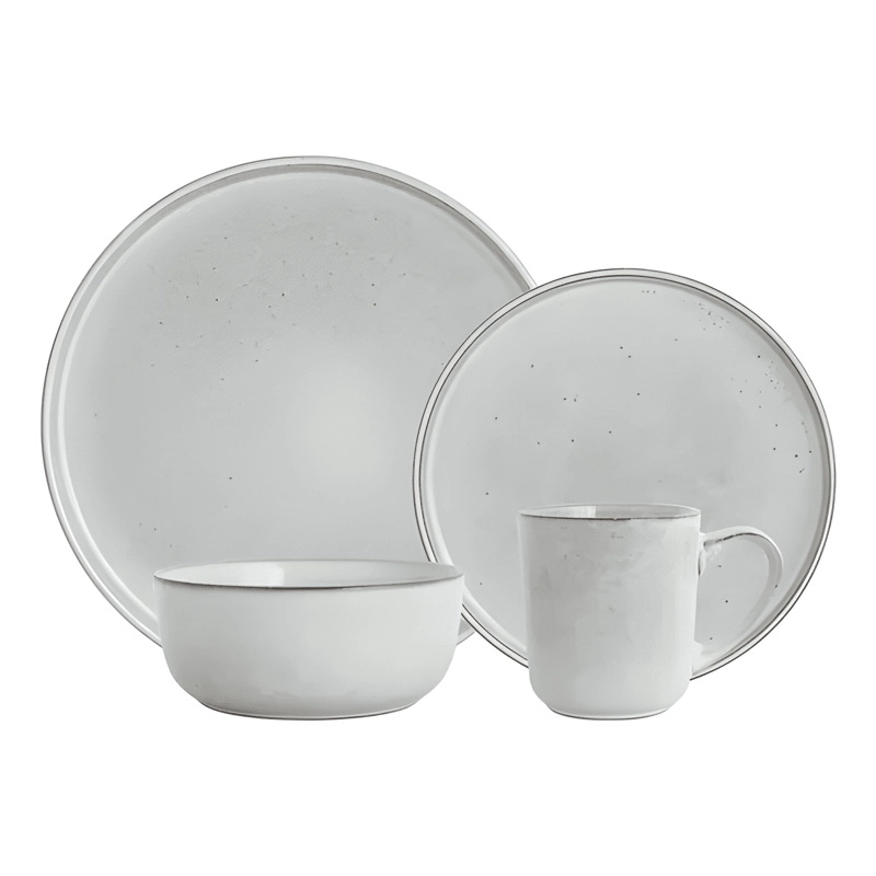 JUEGO LOZA CERAMICA 16 PIEZAS PARA 4 PERSONAS GRIS - 1
