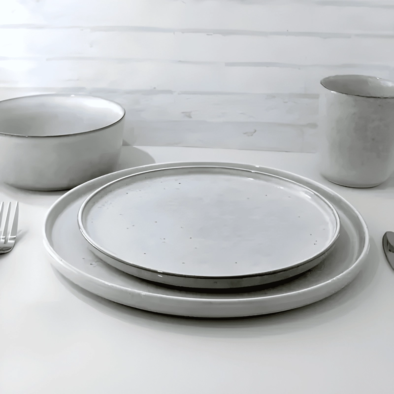 JUEGO LOZA CERAMICA 16 PIEZAS PARA 4 PERSONAS GRIS - 2