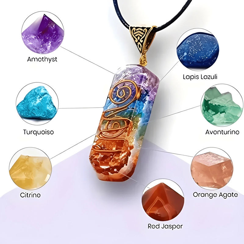 PULSERA Y COLLAR DE SIETE CHAKRAS, PULSERA DE PIEDRA DE #2 - 1