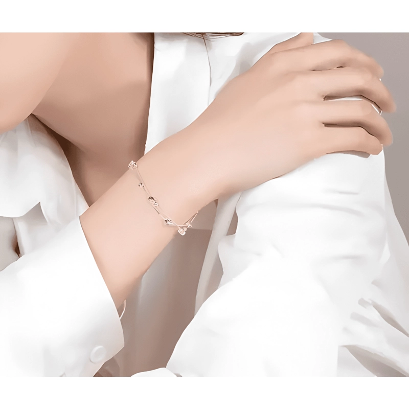 PULSERA ESTRELLAS Y ESFERAS DE PLATA LEY 925 - 4