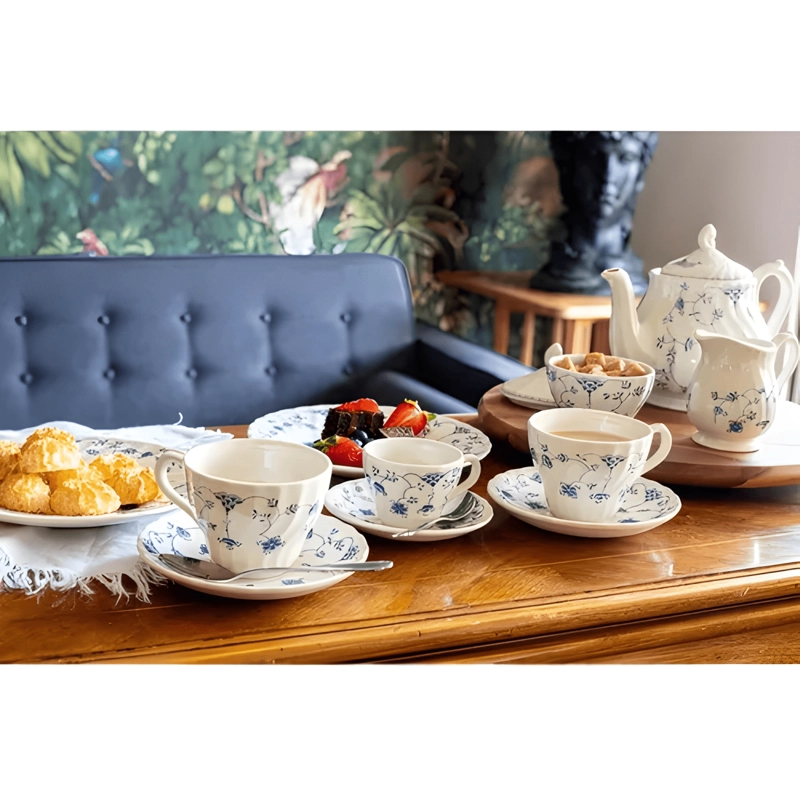 JUEGO DE VAJILLA FINA 30PZAS PORCELANA FINLANDIA BLUE QUEENS - 1