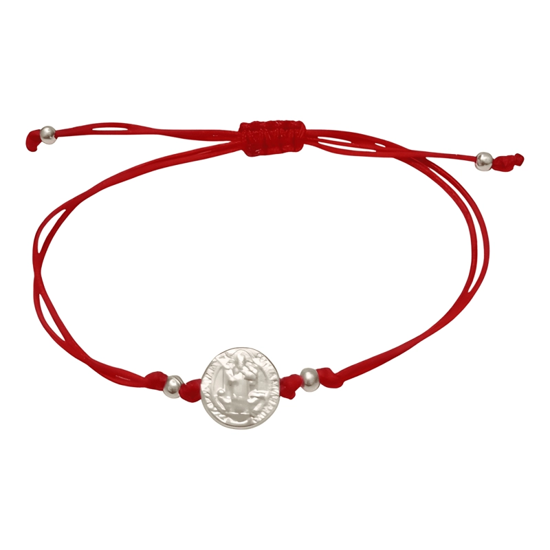 PULSERA DE PROTECCION MEDALLA SAN BENITO PLATA 925 HILO ROJA - 4