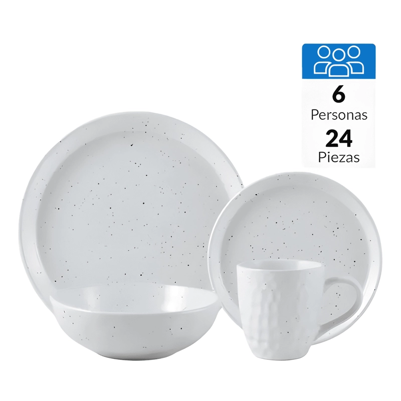 JUEGO VAJILLA 24 PIEZAS CERAMICA COMPLETA CASA BLANCA - 4