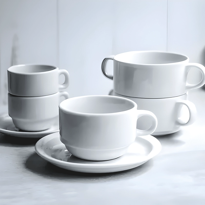 SET DE 12 TAZA TE 200 CC + PLATILLO APILABLE TOWER PORCELANA - 1