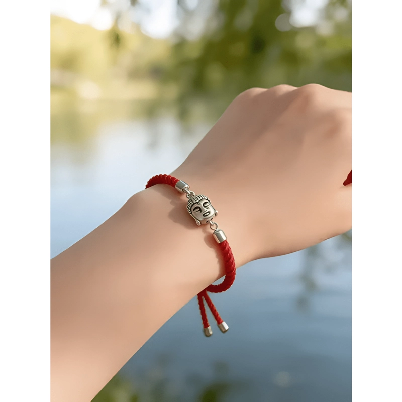 PULSERA AJUSTABLE AMULETO SUERTE ACERO INOXIDABLE ROJA - 1