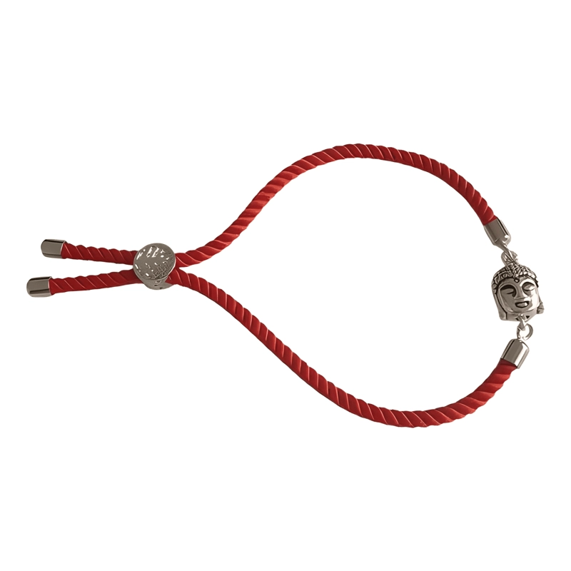 PULSERA AJUSTABLE AMULETO SUERTE ACERO INOXIDABLE ROJA - 2
