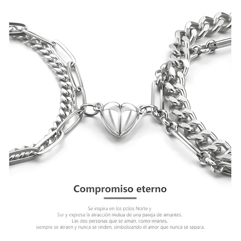 PULSERA PAREJAS DOBLE CON IMAN CORAZON REGALO SAN VALENTIN - 2