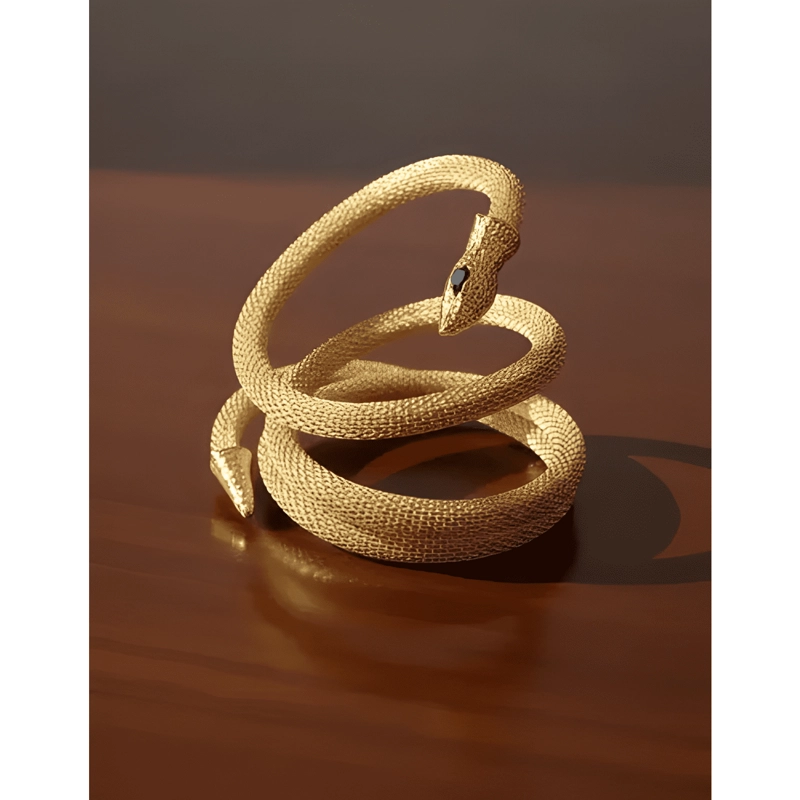BRAZALETE SERPIENTE DOBLE VUELTA AJUSTABLE TENDENCIA DORADO - 1