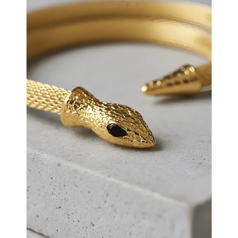 BRAZALETE SERPIENTE DOBLE VUELTA AJUSTABLE TENDENCIA DORADO - 2