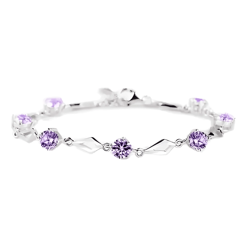 PULSERA AMATISTA CON CAJA REDONDA PLATA 925 BAÑ LILA PURPURA - 3