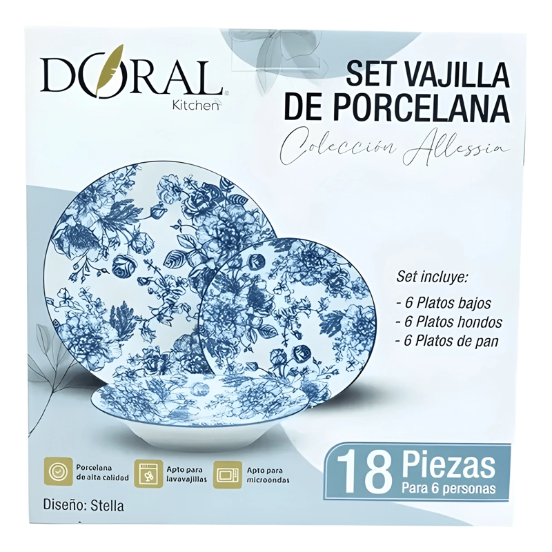 VAJILLA PORCELANA 18 PIEZAS DISEÑO BRUNA - BRUNA HOJAS - 2