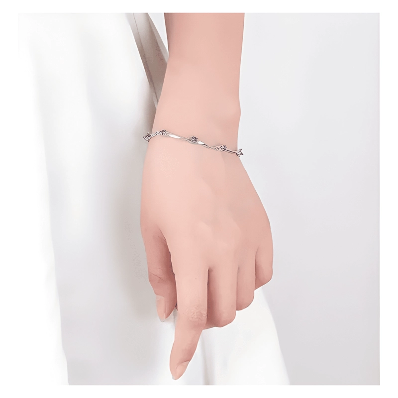 PULSERA DE PLATA FINA 925 AMATISTA +CAJA REDONDA LILA #6 - 1