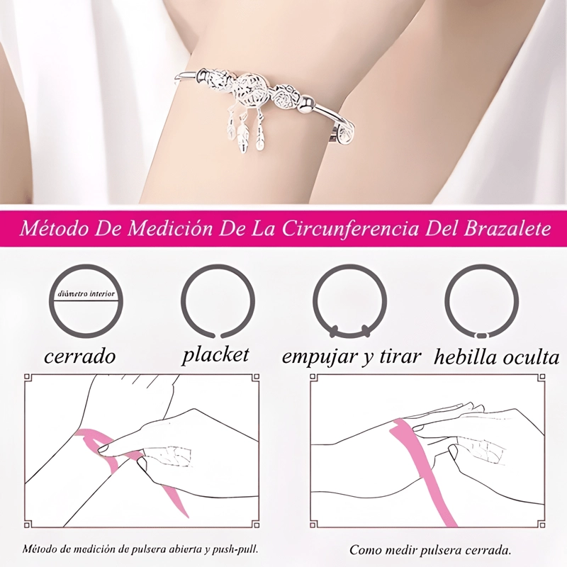 PULSERA ATRAPASUEÑOS PLATA CON BORLA DE PLUMAS MUJER JOYAS - 2
