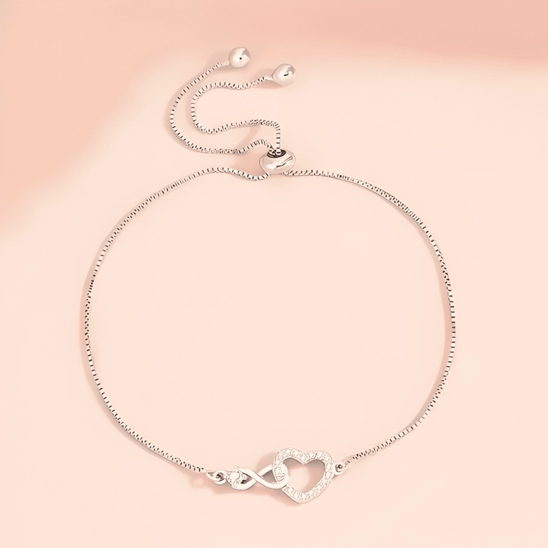 PULSERA PLATA 925 INFINITO CORAZON MUJER REGALO AMOR JOYA #2 - 1