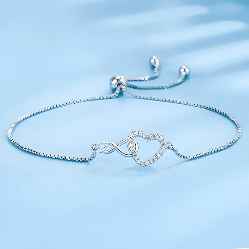 PULSERA PLATA 925 INFINITO CORAZON MUJER REGALO AMOR JOYA #2 - 2