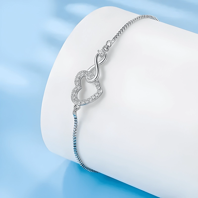 PULSERA PLATA 925 INFINITO CORAZON MUJER REGALO AMOR JOYA #2 - 3