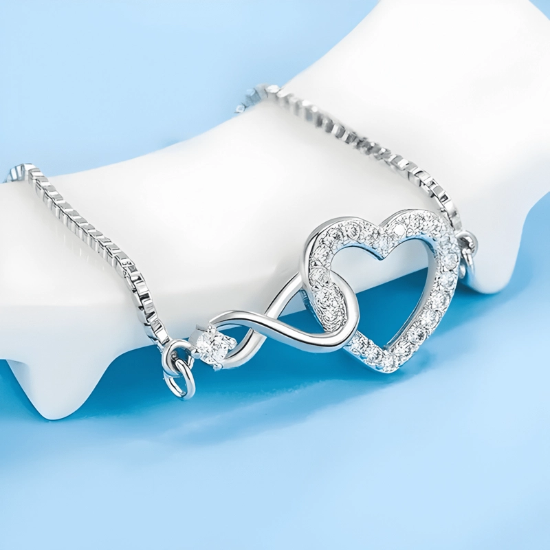 PULSERA PLATA 925 INFINITO CORAZON MUJER REGALO AMOR JOYA #2 - 4