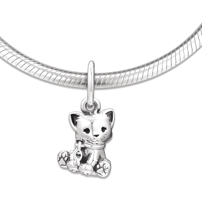 CHARM DIJE DULCE GATO COLGANTE PLATA 925 - 2