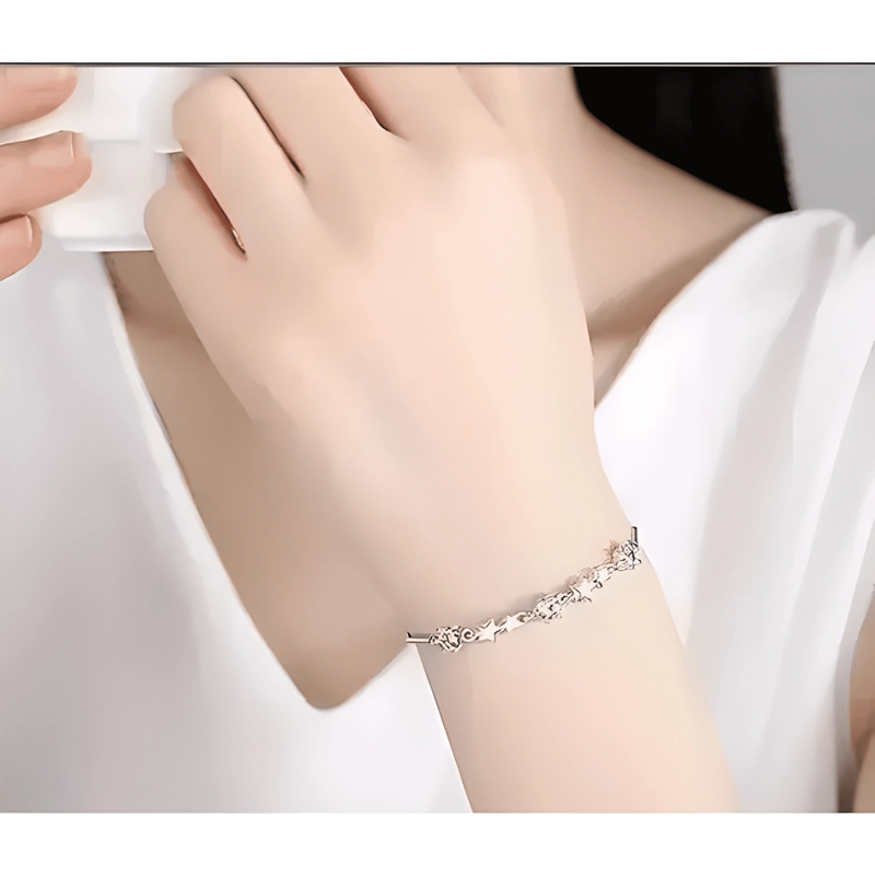 PULSERA PLATA 925 AJUSTABLE ESTRELLAS CIRCON EN ORO BLANCO - 3