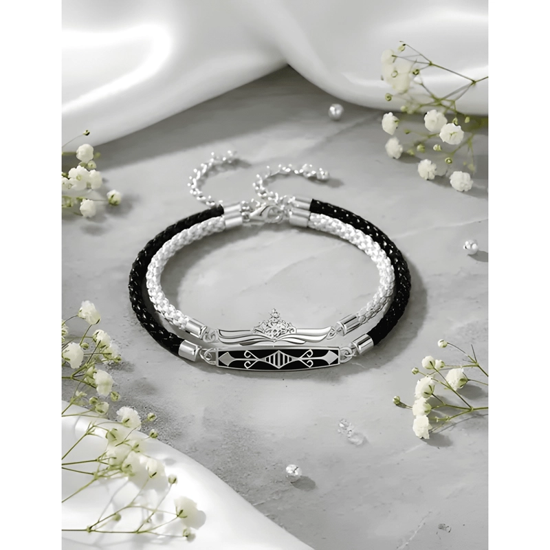 PULSERA DE PAREJA PRINCESA CABALLERO CIRCONITA PLATA 925 #3 - 1