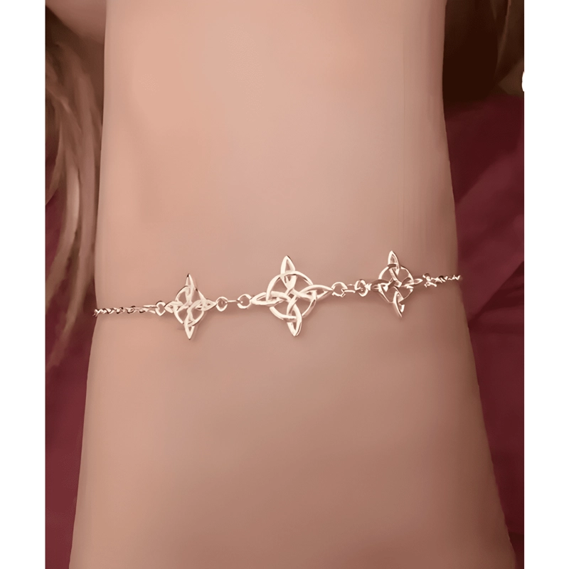 PULSERA TRIPLE NUDO DE BRUJAS PLATA FINA AMULETO PROTECCION - 2