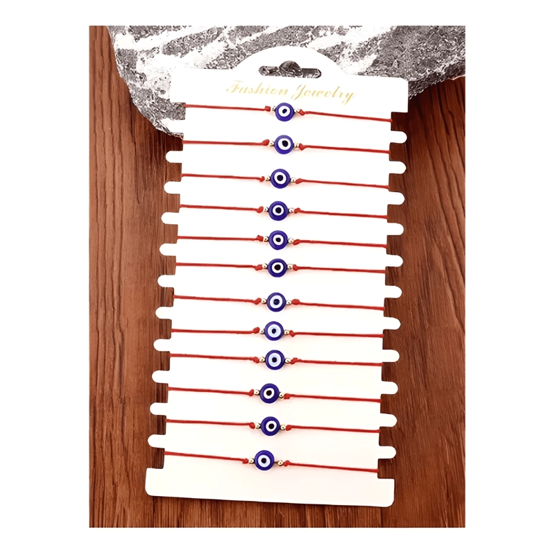 PACK DE 12 PULSERAS OJO TURCO EN HILO PROTECCION SUERTE ROJO - 2