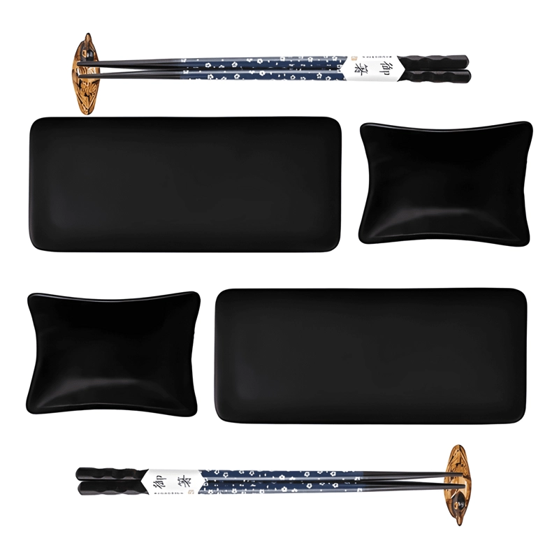 JUEGO DE VAJILLA CERAMICA ESTILO JAPONE S PARA SUSHI 8 PIE... - 1