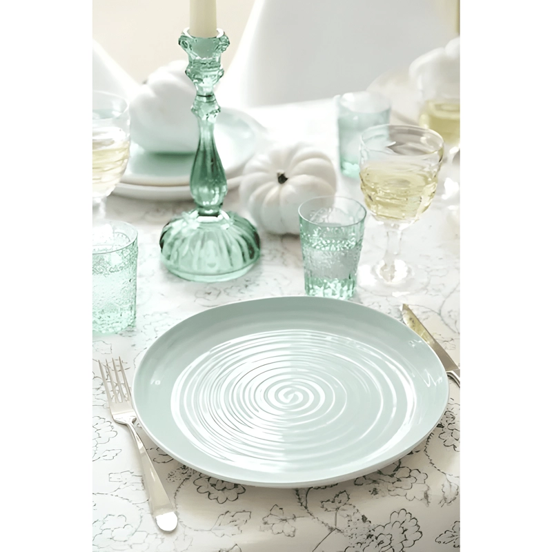 JUEGO DE VAJILLA CELADON 4 PIEZAS PORCELANA RESISTENTE PO... - 2