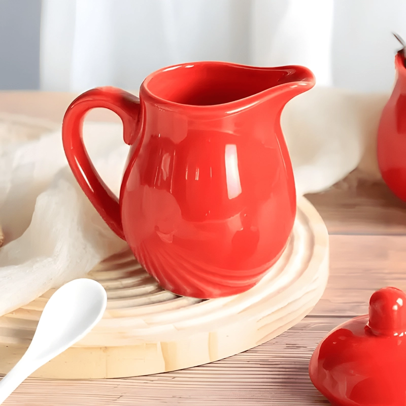 JUEGO CERAMICO PARA Y AZUCAR CON TAPA Y CU... COLORIDO CREMA - 4