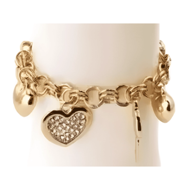 PULSERA ENAMORADOS + 9 COLGANTES BAÑO DE ORO 18KL.DE 19CM. - 4