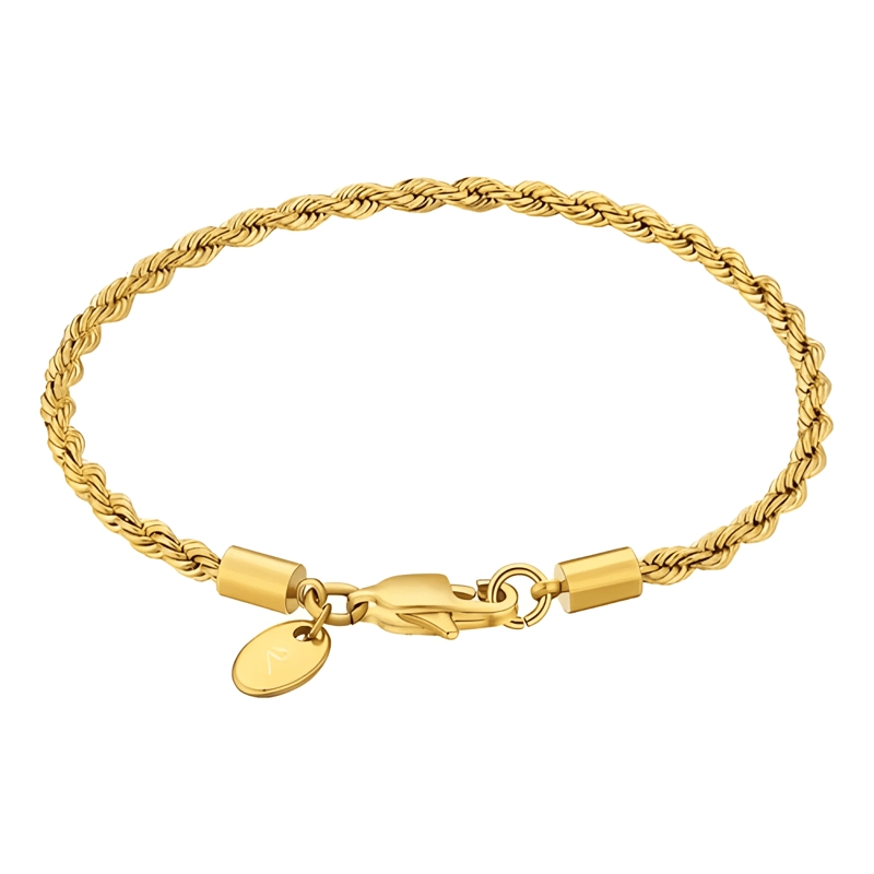 PULSERA ROPE ORO 3MM DIAMETRO 5 CM LARGO 20 CM AMARILLO #2 - 1