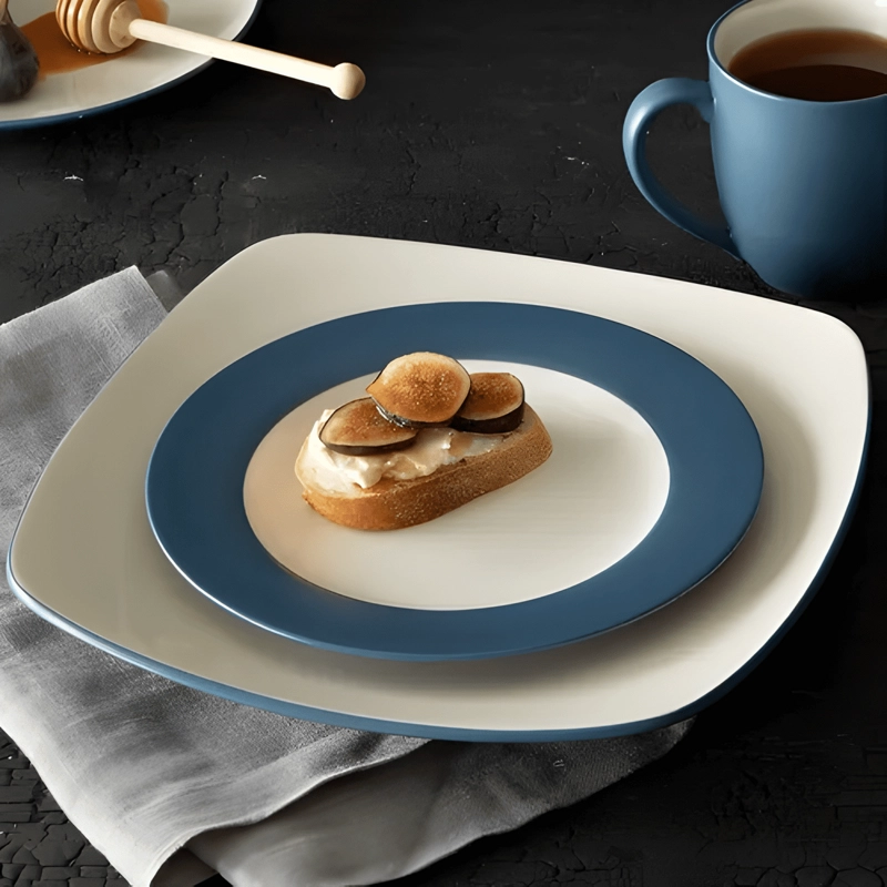 JUEGO DE VAJILLA CUADRADA 4 PIEZAS NORITAKE SE... AZUL - 2