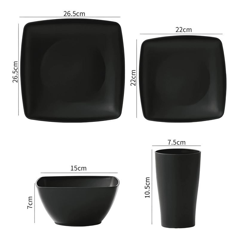 16PCS JUEGO DE VAJILLA DE PAJA DE TRIGO PLATO Y TAZAS #14 - 1