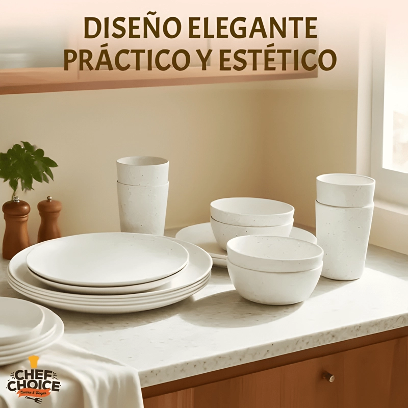 SET 16 PCS JUEGO DE VAJILLA COMPLETO MELAMINA ESTILO - 2