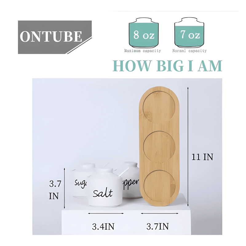 SET DE 3 RECIPIENTES CERAMICOS PARA CONDIMENTOS CON TAPA... - 1