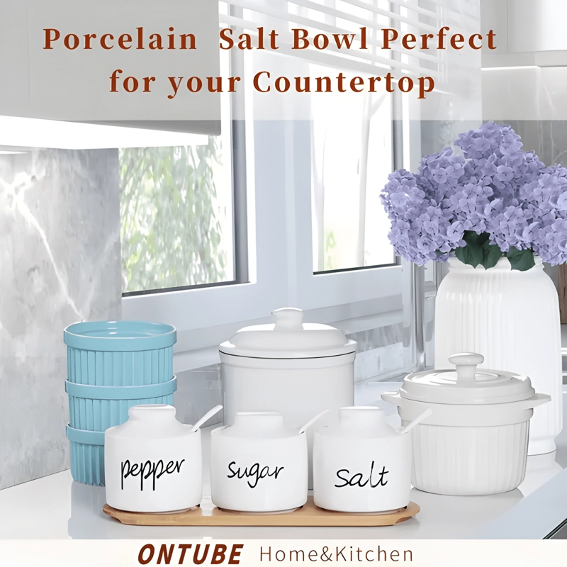 SET DE 3 RECIPIENTES CERAMICOS PARA CONDIMENTOS CON TAPA... - 3