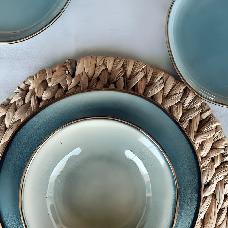 SET VAJILLA 18 PIEZAS CERAMICA LINEA RUSTICA AZUL GRAFITO #5 - 2