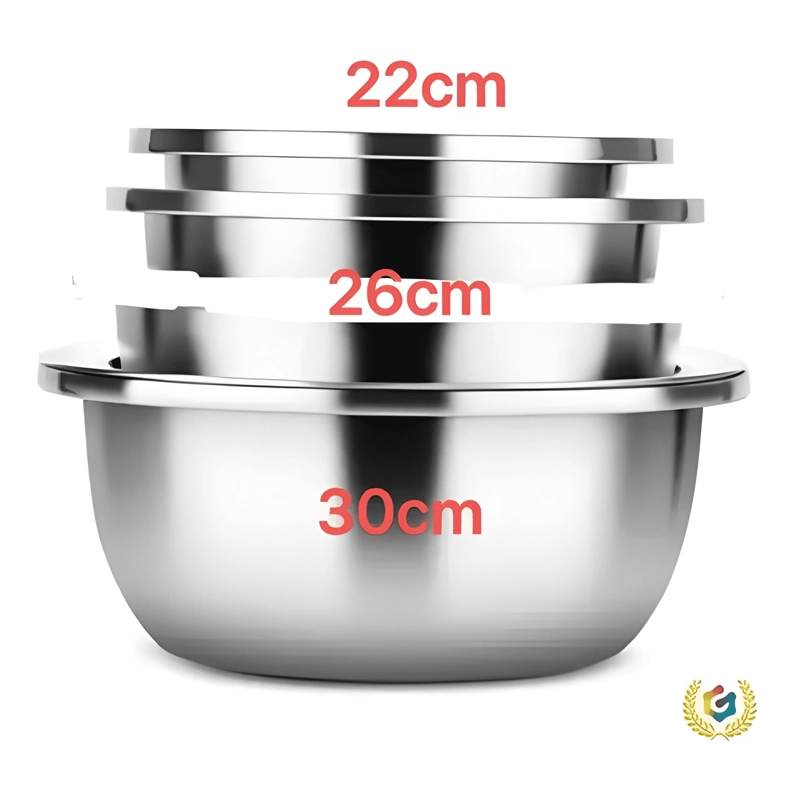 SET DE 3 BOWLS DE ACERO INOXIDABLE PROFUNDOS PARA COCINA - 2