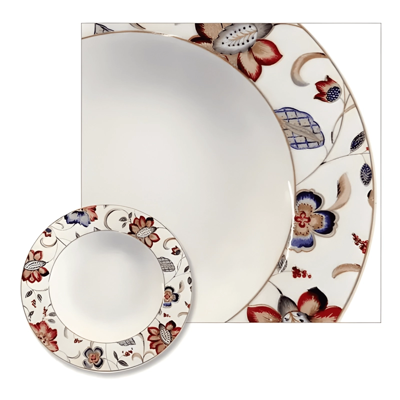 JUEGO DE VAJILLA 30 PIEZAS PORCELANA FINA JACOBEAN FLORAL - 1