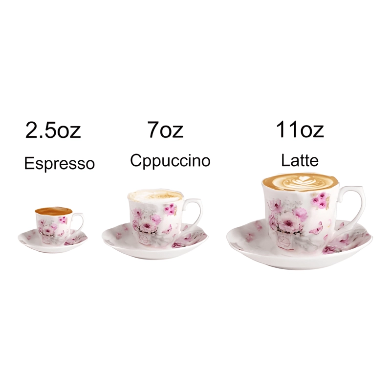 JUEGO DE 6 TAZAS DE PORCELANA 200 ML CON PLATO FLORAL GUA... - 4