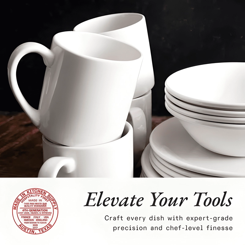 SET DE 4 TAZAS DE PORCELANA 350 ML PARA MADE... BLANCA CAFE - 3