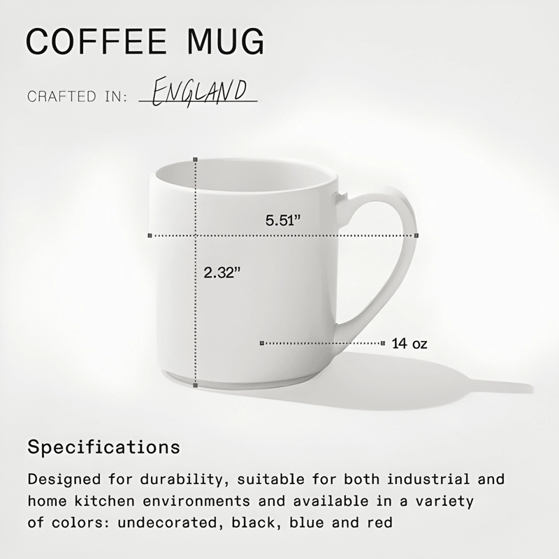 SET DE 4 TAZAS DE PORCELANA 350 ML PARA MADE... BLANCA CAFE - 4