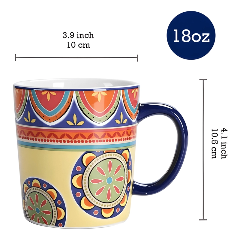 SET DE 4 TAZAS CERAMICAS GRANDES PARA Y TE  530 ML BI... CAFE - 1