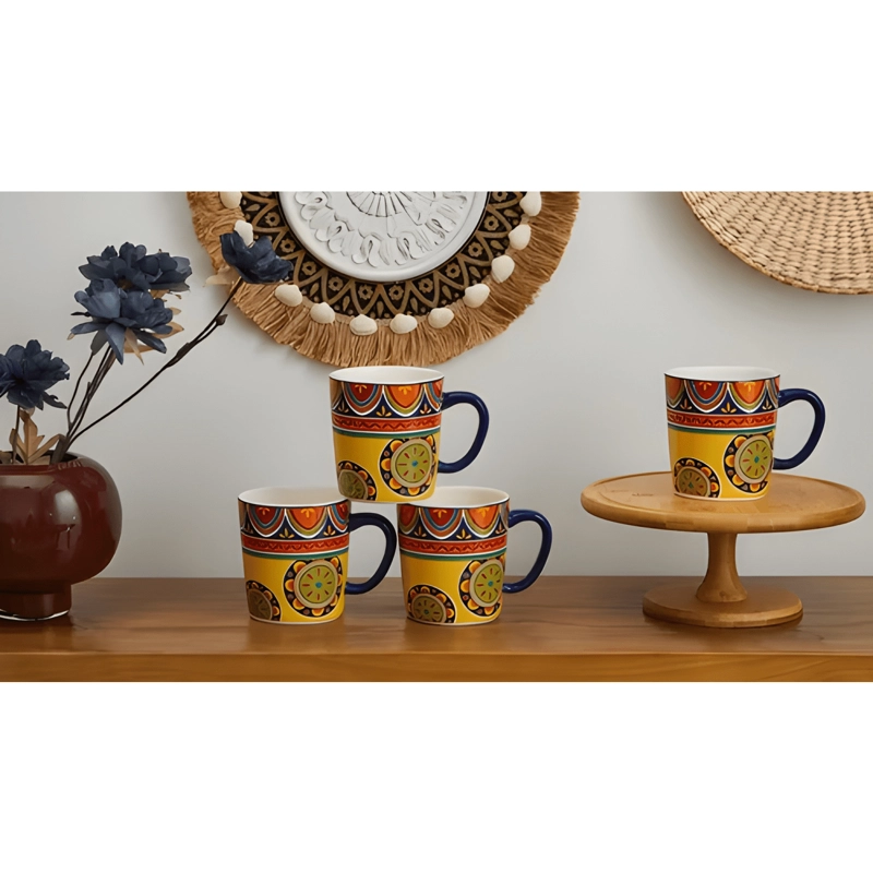 SET DE 4 TAZAS CERAMICAS GRANDES PARA Y TE  530 ML BI... CAFE - 4