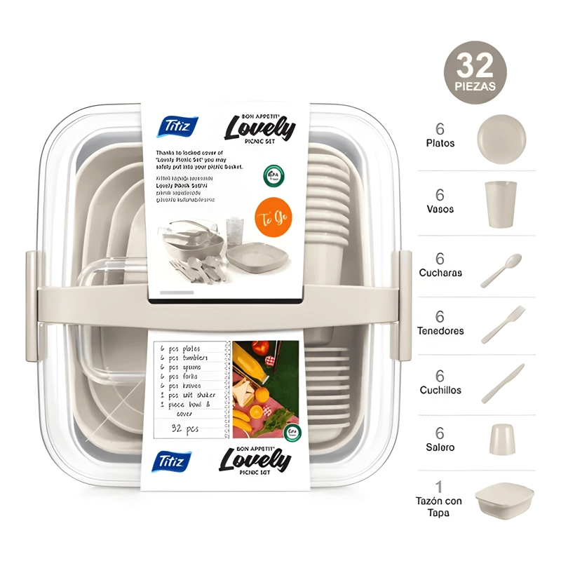 SET DE PICNIC TITIZ 32 PIEZAS VAJILLA PORTATIL PARA 6 #11 - 1